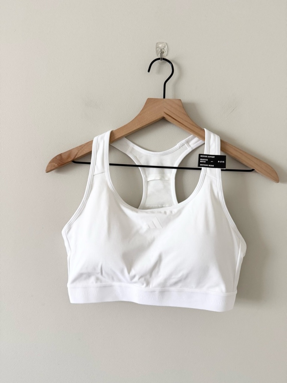 NWT Adidas Climacool White Racerback Sports Bra with Medium Support Size M (C-D)
